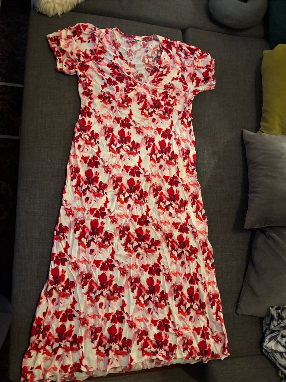 a new day White Maxi Dress with Red Floral Print